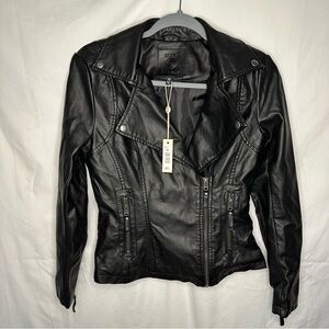 Max Studio Black Leather Moto Jacket
